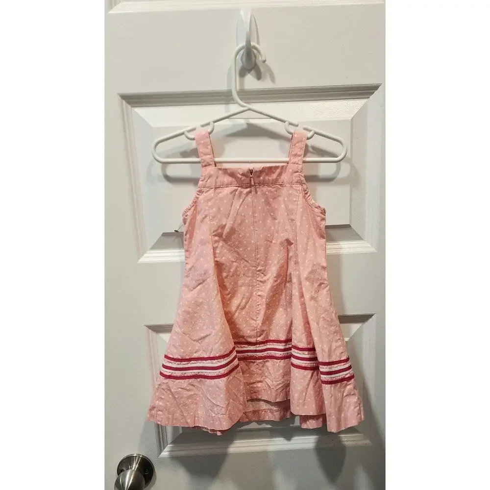 Vtg Gymboree Pink Polka Dot Dress 12-18 Months, Bow & Ribbon 100% Cotton 2006